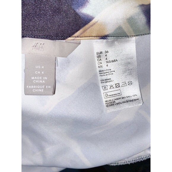 H&M Watercolor Green Purple Satin Skirt Size 4 - Picture 3 of 4